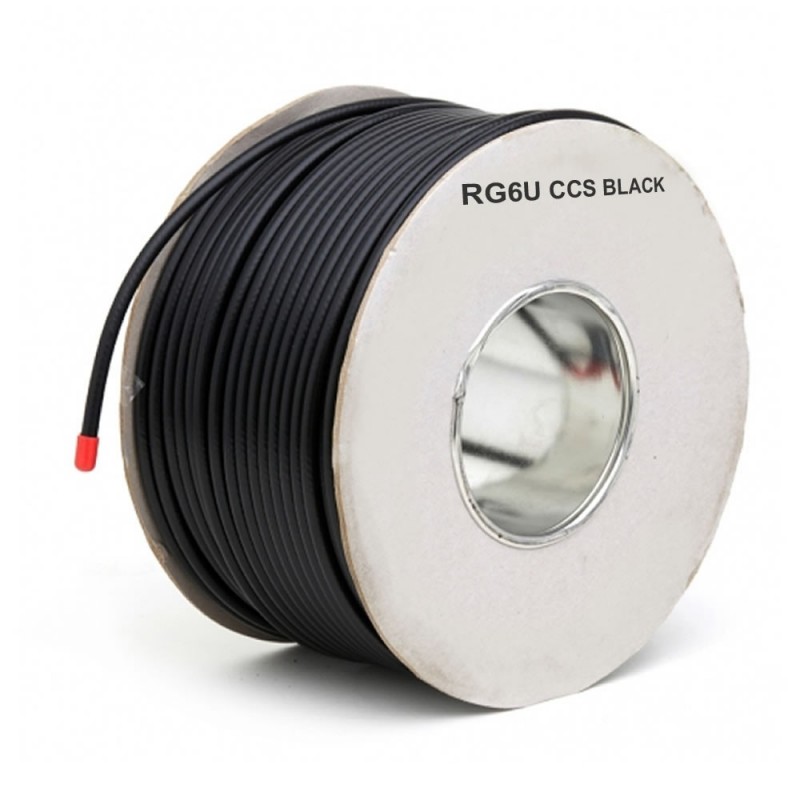 kenable 75 Ohms RG6U Coaxial Sky Satellite Câble Bobine 100m Câble Noir 