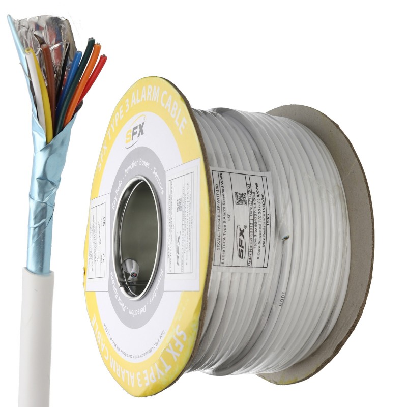 Alarm Security SCREENED TCCA Cable 8 Core White 100m Alarm Security SCREENED TCCA Cable 8 Core White 100m