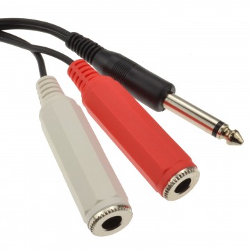 6.35mm Mono Jack Plug to Twin Mono 6.35mm Sockets Audio Cable  50cm