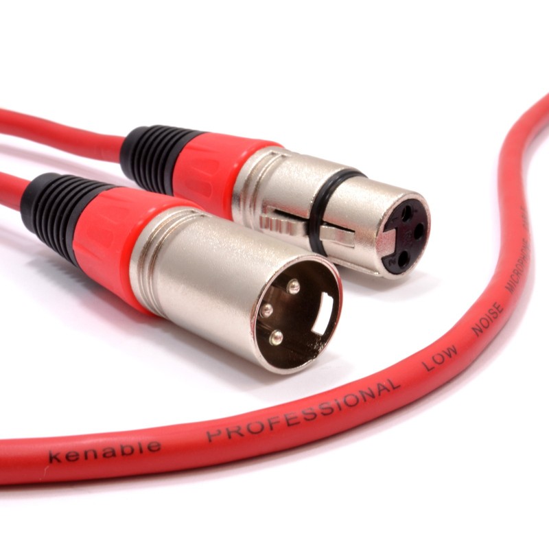 XLR 3 pin Microphone Lead Male to Female Audio Cable RED  6m