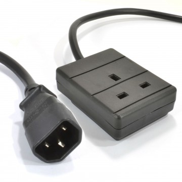 IEC C14 to 1 Way Gang UK Mains Sockets Lead UPS Power Supply 0.5m