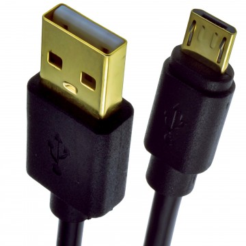 GOLD USB 2.0 A To MICRO B FAST CHARGER and Sync Cable 24AWG  0.25m BLACK
