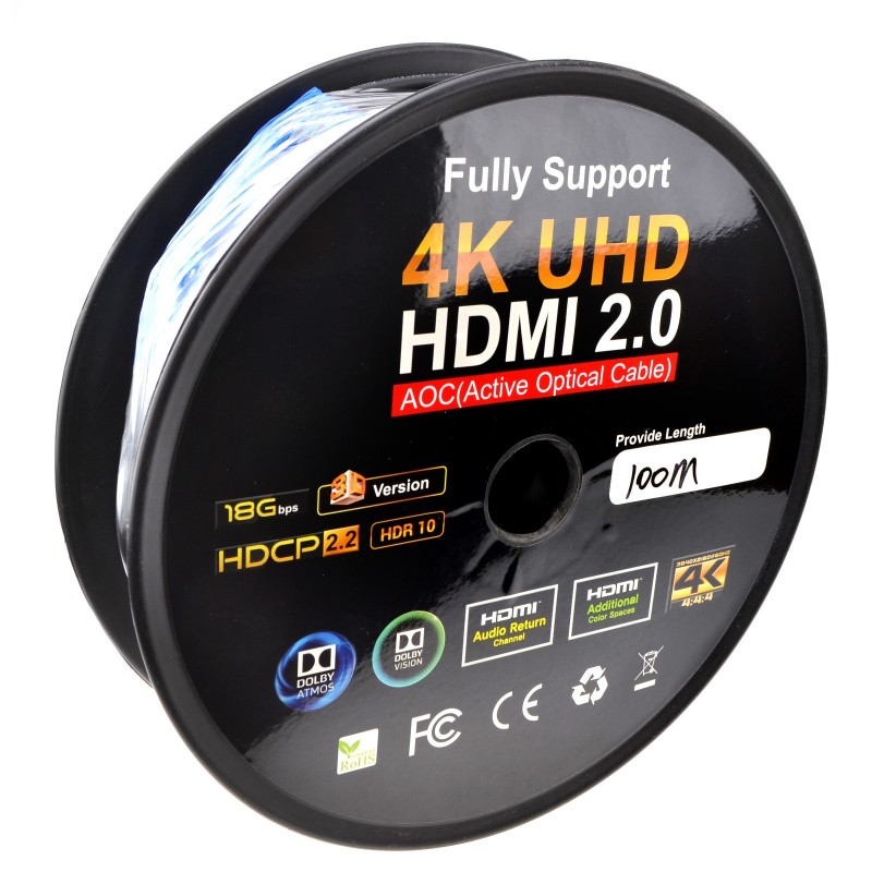 Long HDMI Active Optical Cable AOC HDR 18Gbps 4K 60Hz 2160P 100m