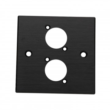 Brushed Aluminium Black Wall Faceplate D-Series Compatible Double 2 Gang Hole