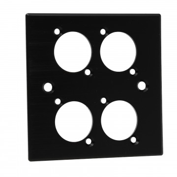 Brushed Aluminium Black Wall Faceplate D-Series Compatible Quad 4 Gang Hole