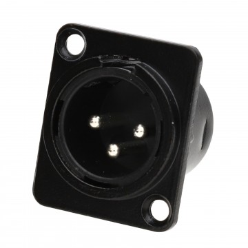 Brushed Aluminium Black 3 Pin XLR Wall Faceplate D-Series Chasis Mount Insert