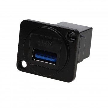 Brushed Aluminium Black USB 3.0 Wall Faceplate D-Series Chasis Mount Insert