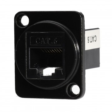 Brushed Aluminium Black Cat 6 IDC Wall Faceplate D-Series Chasis Mount Insert