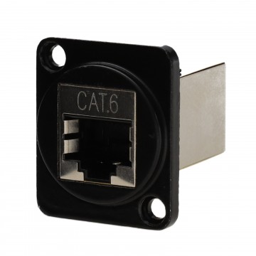 Brushed Aluminium Black Cat 6 RJ45 Wall Faceplate D-Series Chasis Mount Insert