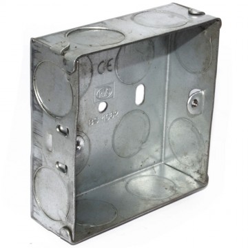 Flush Single Galvanised Steel Back Box With Fixed Lugs 25mm