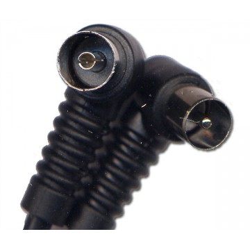 RF Fly Lead Right Angle Plug - Socket Coax TV Freeview Cable 0.6m 60cm