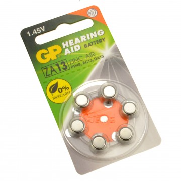 GP Hearing Aid Batteries ZA13 (PR48) Orange 1.4V 230mAh 5.4x7.9mm