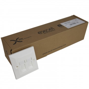 Excel Cat5e Dual RJ45 White Module Bevelled Face Plate Trade [10 Pack]