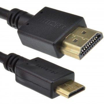 Mini HDMI Type C Male Plug to HDMI Male Cable Lead GOLD  2m