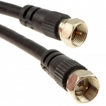 Satellite F Connector Screw Type Plug to Plug RG59 Cable Black Lead 1m
