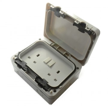 External 2 Gang IP66 Outdoor Switched Socket Power Supply