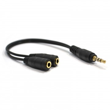 3.5mm 4 Pole Headphone Splitter Jack Plug to Dual 4 Pole Sockets 15cm