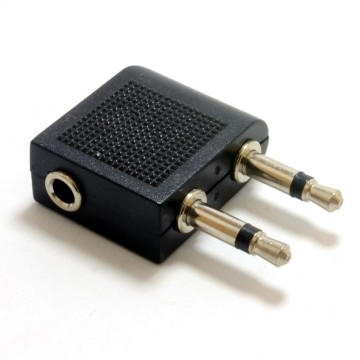 3.5mm Stereo Jack Socket to Twin Mono Plugs Aeroplane Adapter