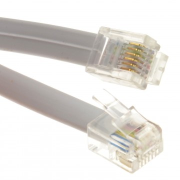 FLAT RJ12 6P6C to RJ12 6P6C Cable Plug to Plug (RJ11 with 6 wire) 2m