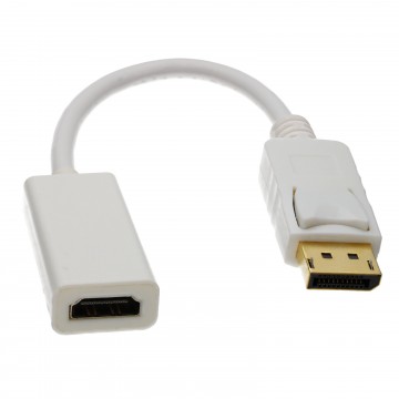 DisplayPort Male Plug to HDMI Female Socket Adapter Cable White