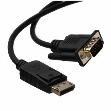 DisplayPort Plug to SVGA/VGA 15 Pin Male Plug Video Cable GOLD 1m