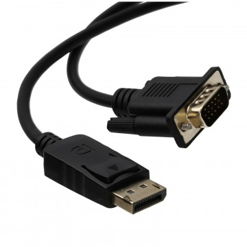 DisplayPort Plug to SVGA/VGA 15 Pin Male Plug Video Cable GOLD 1m