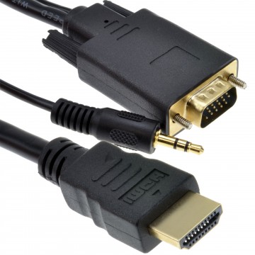 HDMI to SVGA with Audio PC or Laptop to Monitor TV Video Cable  1m