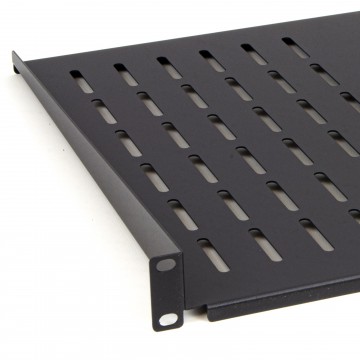 Vented Fixed Cantilever Shelf 1U 350mm Deep Black for 19 inch Data Cabinet Rack