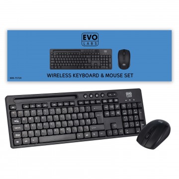 Wireless Full Size QWERTY Keyboard & 4 Button Mouse Set for PC/Laptop Computers
