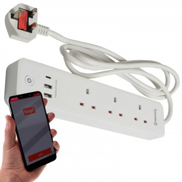 3 Smart WIFI Android IOS Power Strip with Fast Charge USB Charger SURGED