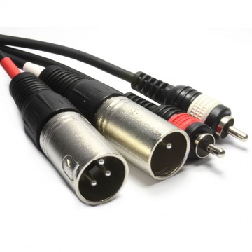 Pulse Twin XLR 3 Pin Plugs to 2 x RCA Phono Plugs Cable 1.5m
