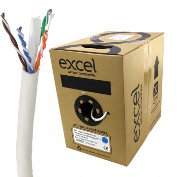 Excel Copper Cat6 Network Cable U/UTP Low Smoke LSOH Euroclass Dca 100m White