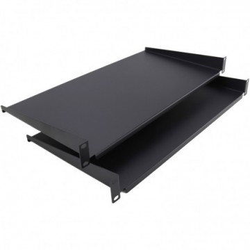 [Twin Pack] Fixed Cantilever Shelf 1U 250mm Deep Black 19 inch Data Cabinet Rack