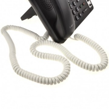 Telephone Handset Coiled RJ10 Plug to RJ10 Plug Cable Lead White 5m