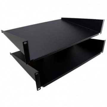 [Twin Pack] Fixed Cantilever Shelf 2U 350mm Deep Black 19 inch Data Cabinet Rack