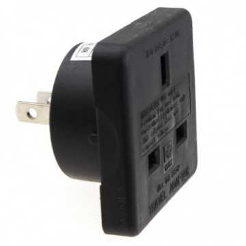 USA/Canada Travel Adapter Plug to UK 3 pin Socket Black