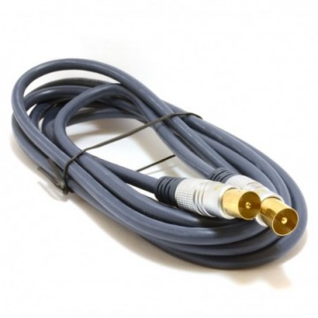 Pure RG59 HQ RF TV Aerial Coaxial Lead Gold Male Plug To Plug 3m