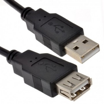 USB 2.0 High Speed Cable EXTENSION Lead A Plug to Socket BLACK 0.12m