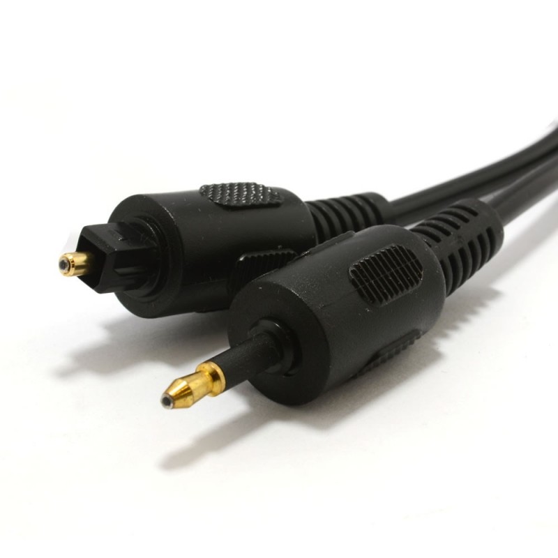 Black Audio Cable TOSlink Plug to MINI-TOSLink OPTICAL 3.5mm Jack 2m