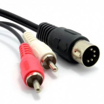 5 Pin Male Din Plug to 2 x RCA Phono Male Plugs Audio Cable 1m