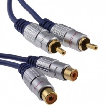 Pure OFC HQ 2 x RCA Phono Extension Plug to Socket Audio Cable Gold 2m