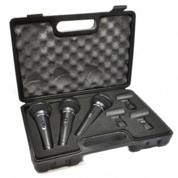 Dynamic Vocal Microphones & Mic Stand Clips with Travel Case [3 Pack]