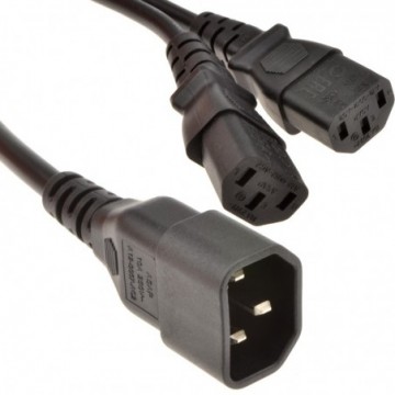 IEC Mains Splitter Cable C14 Plug to 2 x C13 Socket Y Lead 1.8m (1m+0.8m)