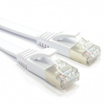 FLAT CAT6A S/STP Shielded 500MHz Ethernet LAN Cable RJ45 10m WHITE