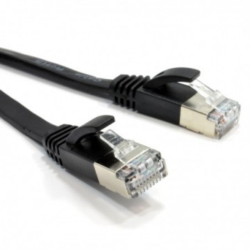 FLAT CAT6A S/STP Shielded 500MHz Ethernet LAN Cable RJ45  0.5m BLACK