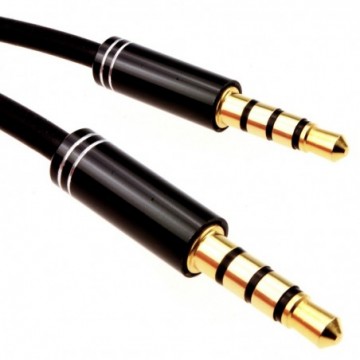 PRO 4 Pole 3.5mm Jack Male Audio Cable TPE RUBBER Lead GOLD  2m