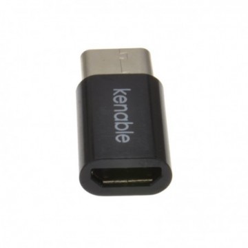 USB Micro Socket to USB Type C Male Plug Charging Adapter BLACK