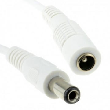 5.5 x 2.1mm DC Power Plug to Socket CCTV Extension Cable  2m WHITE