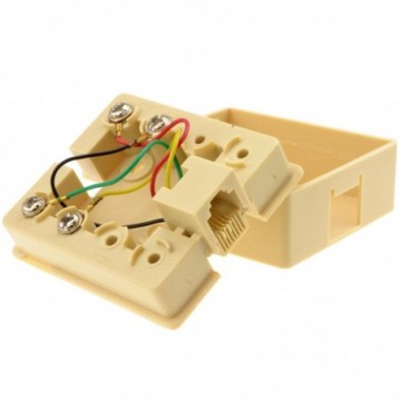 RJ11 4 Wire ADSL Panel Mount Screw-Down Terminal Junction Box Beige