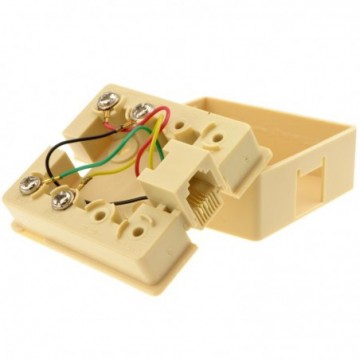 RJ11 4 Wire ADSL Panel Mount Screw-Down Terminal Junction Box Beige